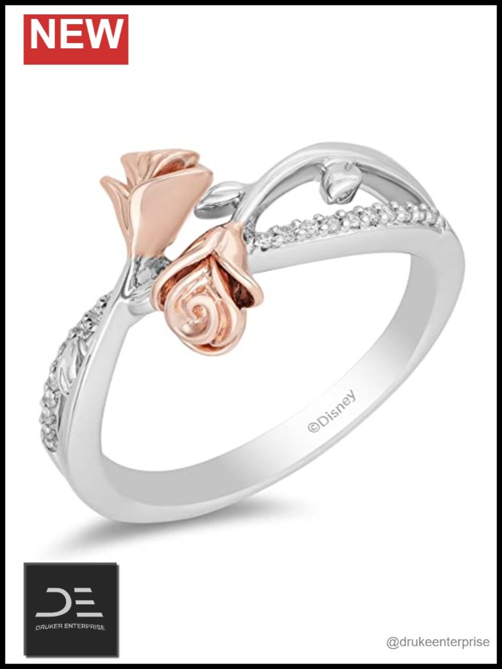 Disney Belle Diamond Fashion Ring 14K Rose Gold over Sterling Silver